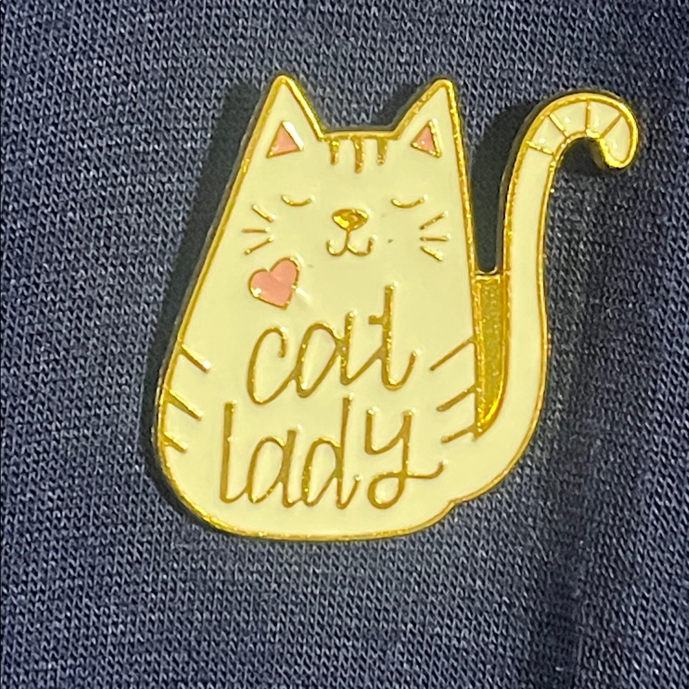 Cat Lady Enamel Pin - White & Pink Cat Accessory - Picture 7 of 7